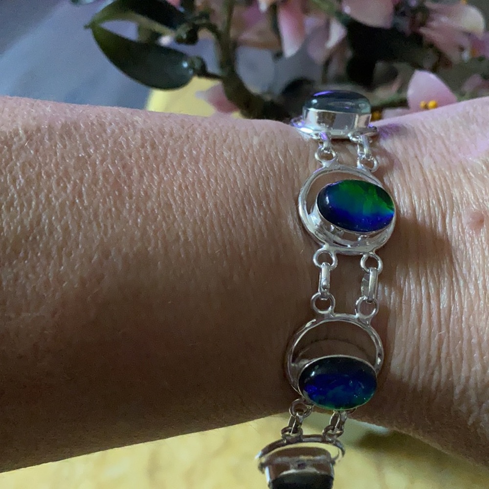 Vintage 925 Australian tribal opal bracelet - Picture 8 of 8